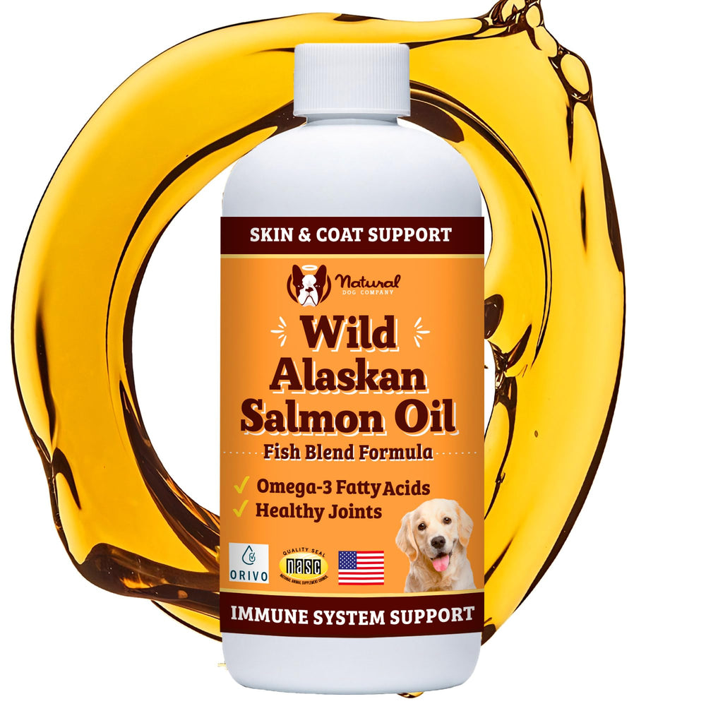 Natural Dog Company – botella de aceite de salmón Alaska para perros, apoyo suave de piel