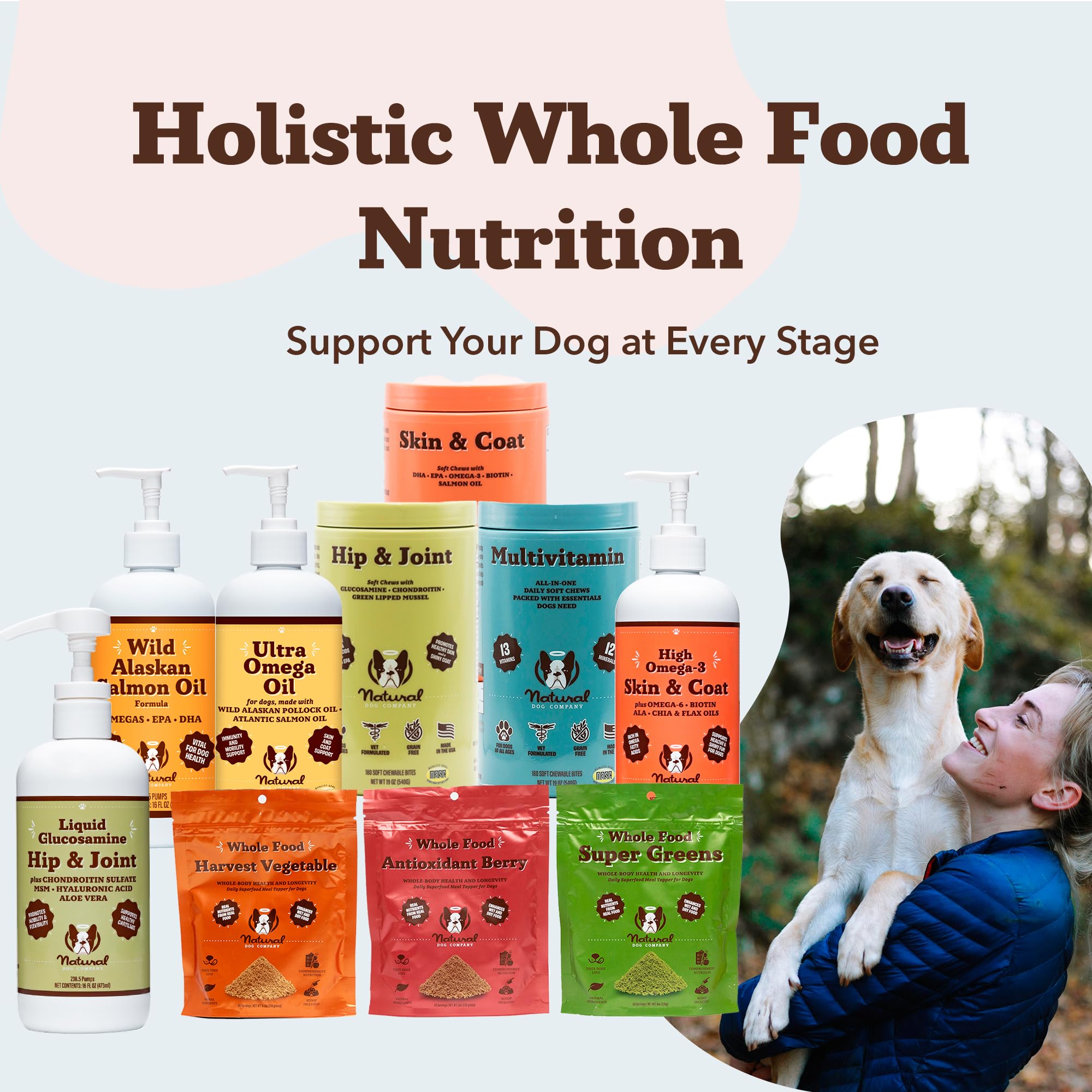 Natural Dog Company, perro senior con movilidad mejorada.