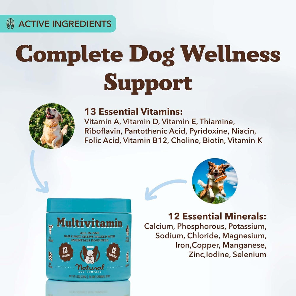 Natural Dog Company uso-diario-para-perros-activos, gomitas fáciles de masticar.