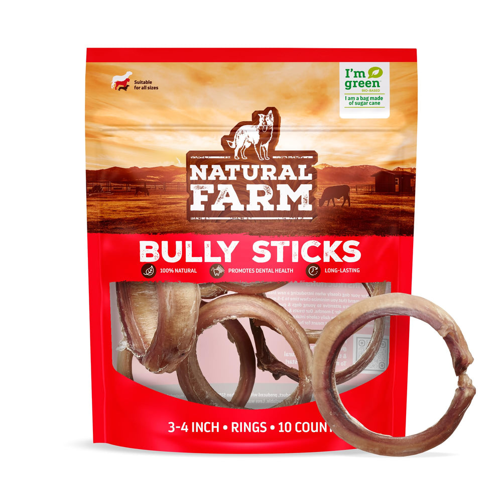 Natural Farm anillos de carne de res 3-4 pulgadas para masticación prolongada y apoyo dental