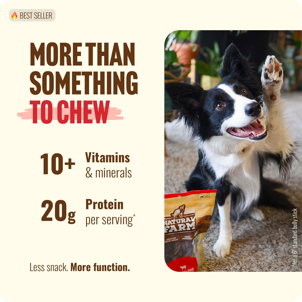 Natural Farm Bully Sticks 20 palitos sin olor, perfecto para entrenamiento diario.