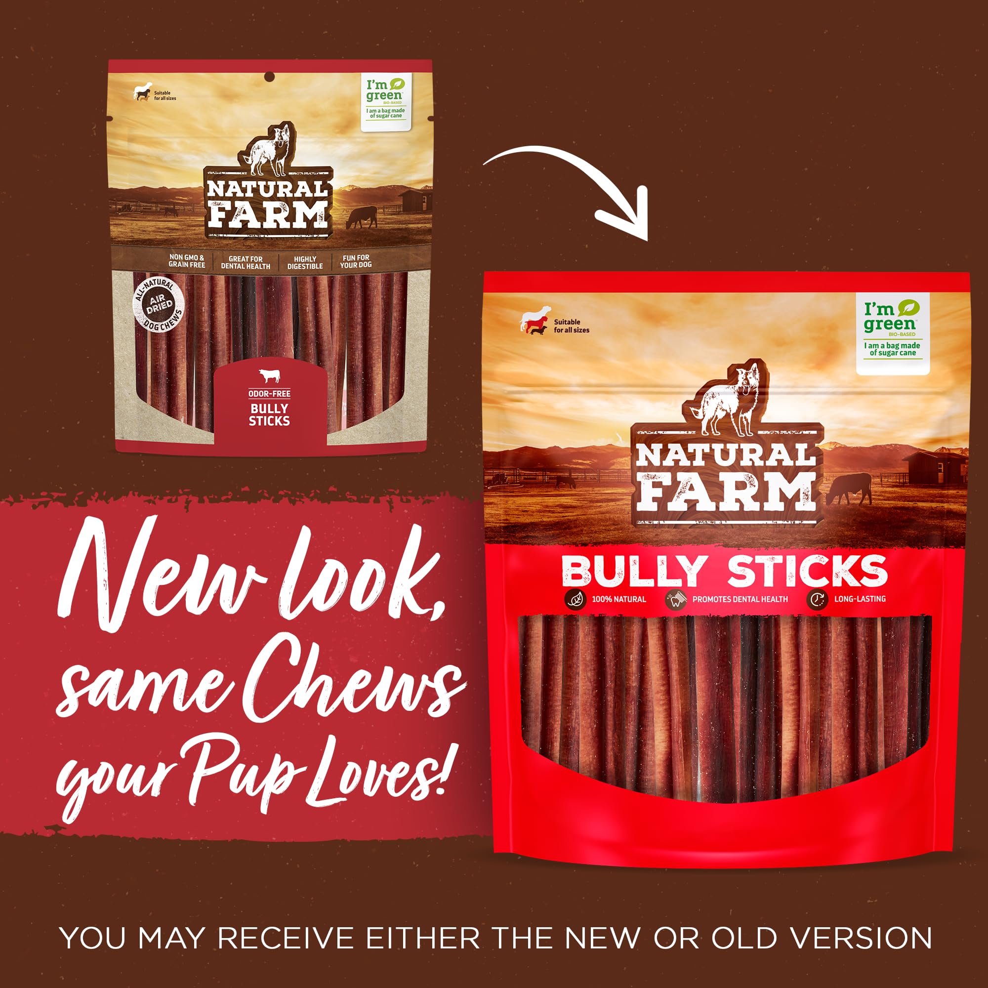 Natural Farm Bully Sticks de res 100% natural, sin olores, para perros.