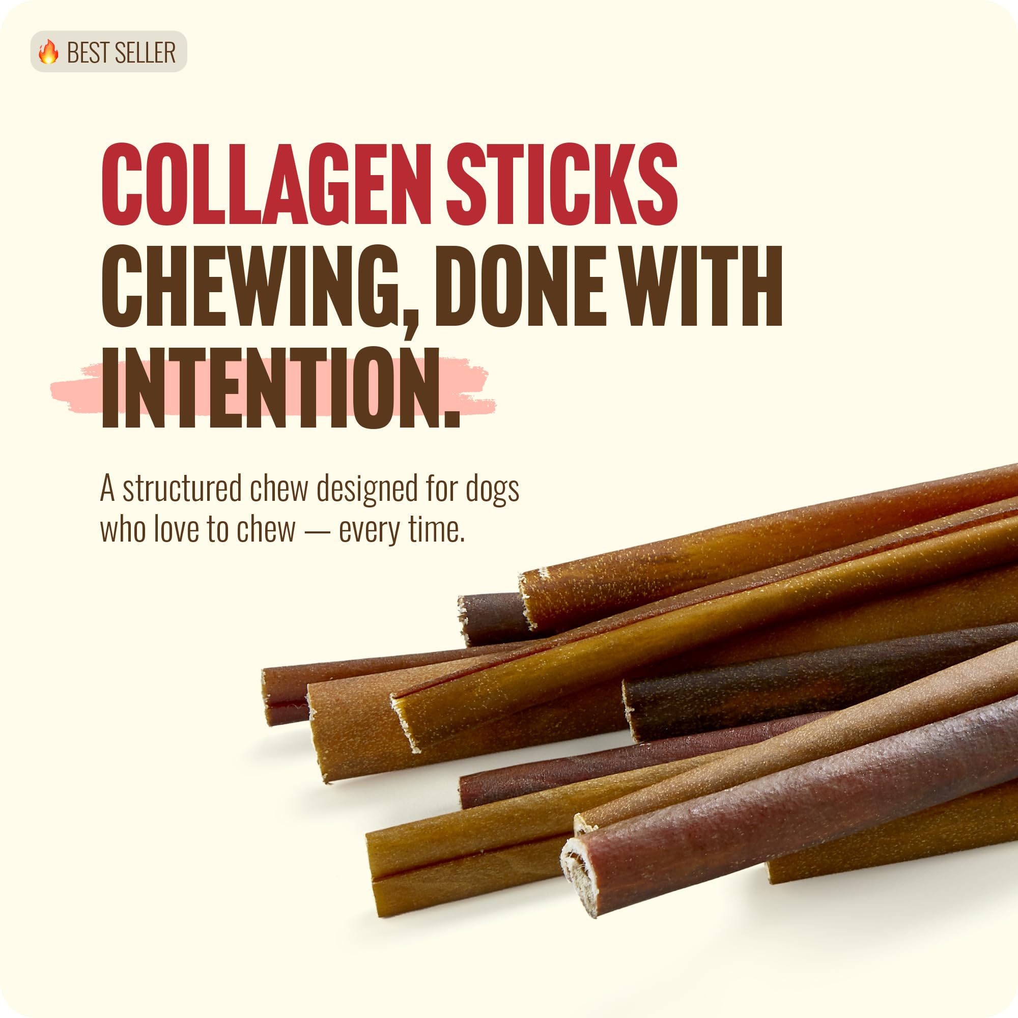 Natural Farm Collagen Sticks masticación prolongada para perros medianos y grandes.