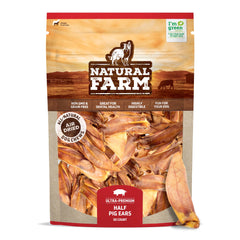 Natural Farm orejas de cerdo media 50 unidades, bolsa abierta, ideal para entrenamiento