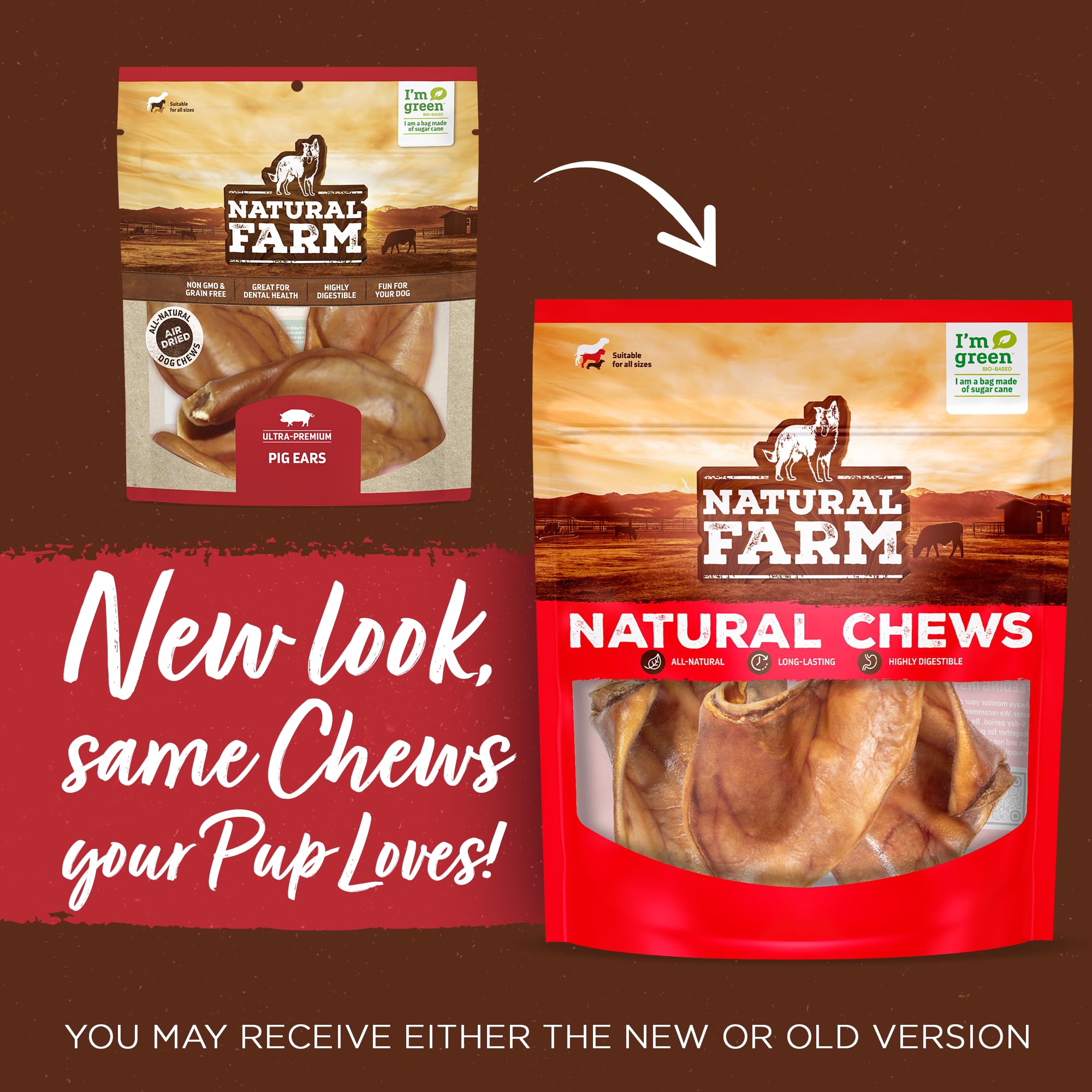 Natural Farm orejas de cerdo media 50 unidades, etiqueta de calidad visible para perros