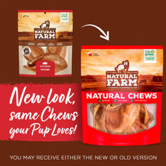 Natural Farm orejas de cerdo media 50 unidades, etiqueta de calidad visible para perros