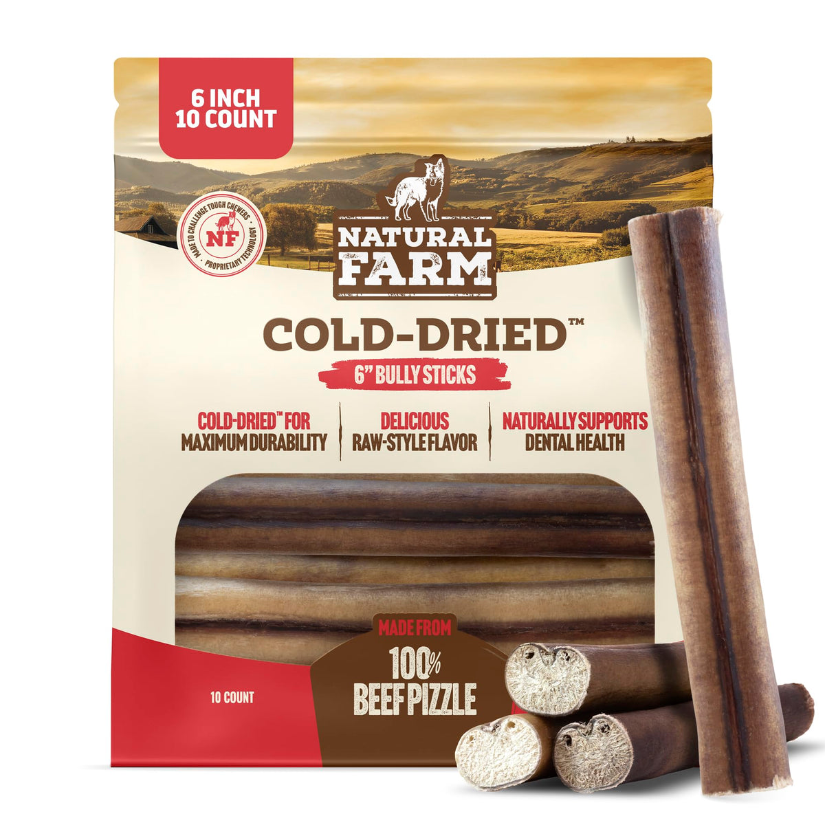 Natural Farm palitos bully fríos-secado para mordidas duraderas
