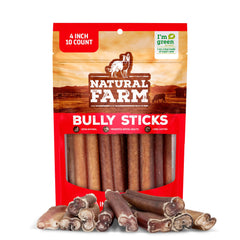 Natural Farm palito bully sin olor 4 pulgadas, ideal para masticar en perros pequeños.