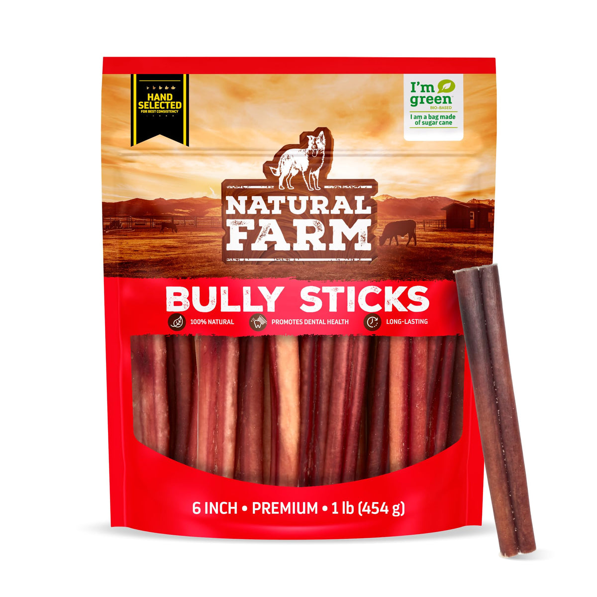 Natural Farm palitos bully sin olor de 6 pulgadas, masticación limpia y prolongada.