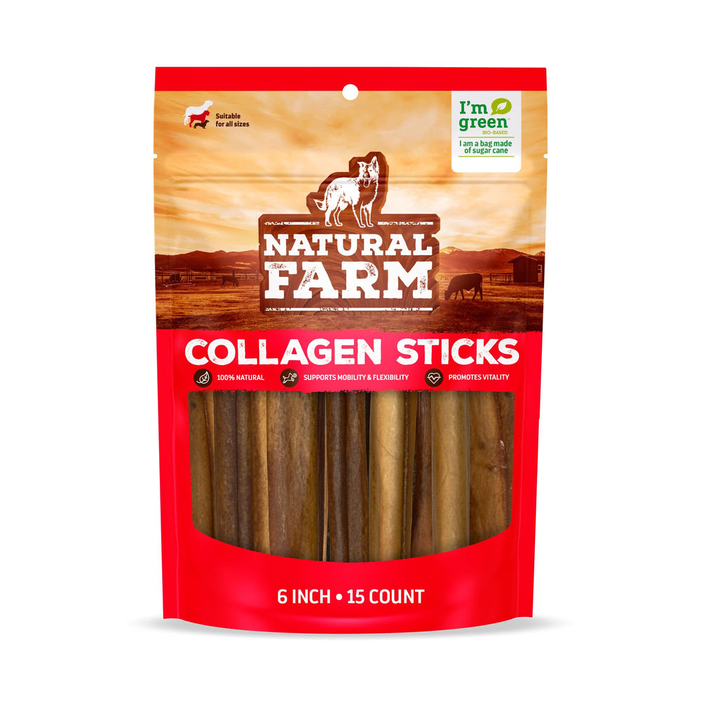 Natural Farm Palitos de Colágeno 15 unidades: empaque para perros pequeños con masticación prolongada.