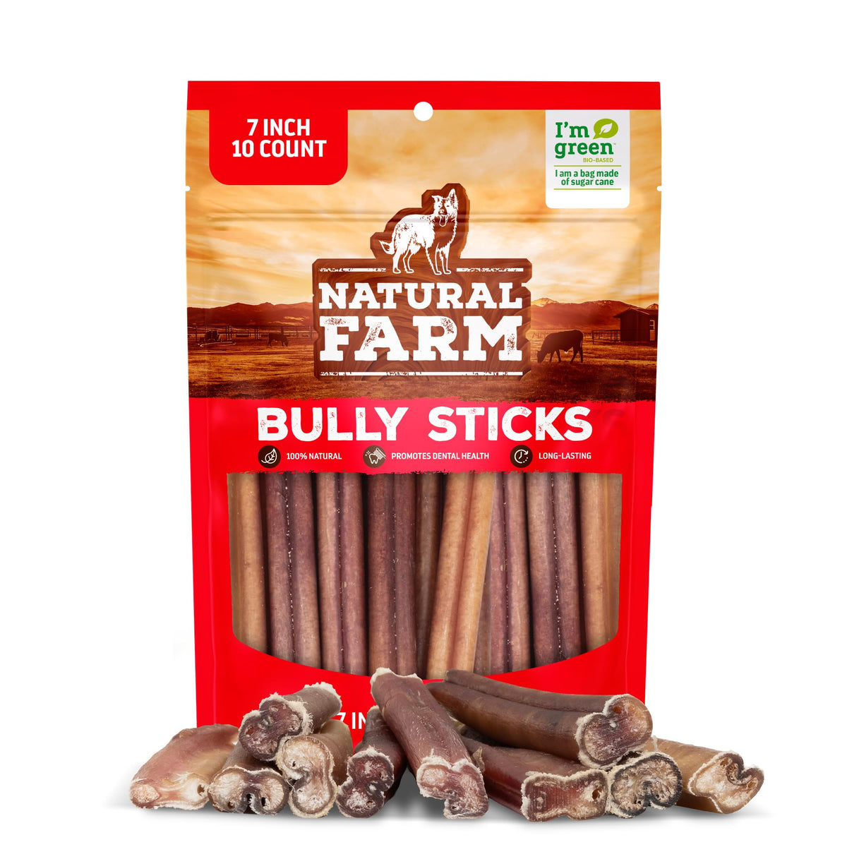 Natural Farm palitos masticables de res sin olor, 7 pulgadas, ideales para entrenamiento.