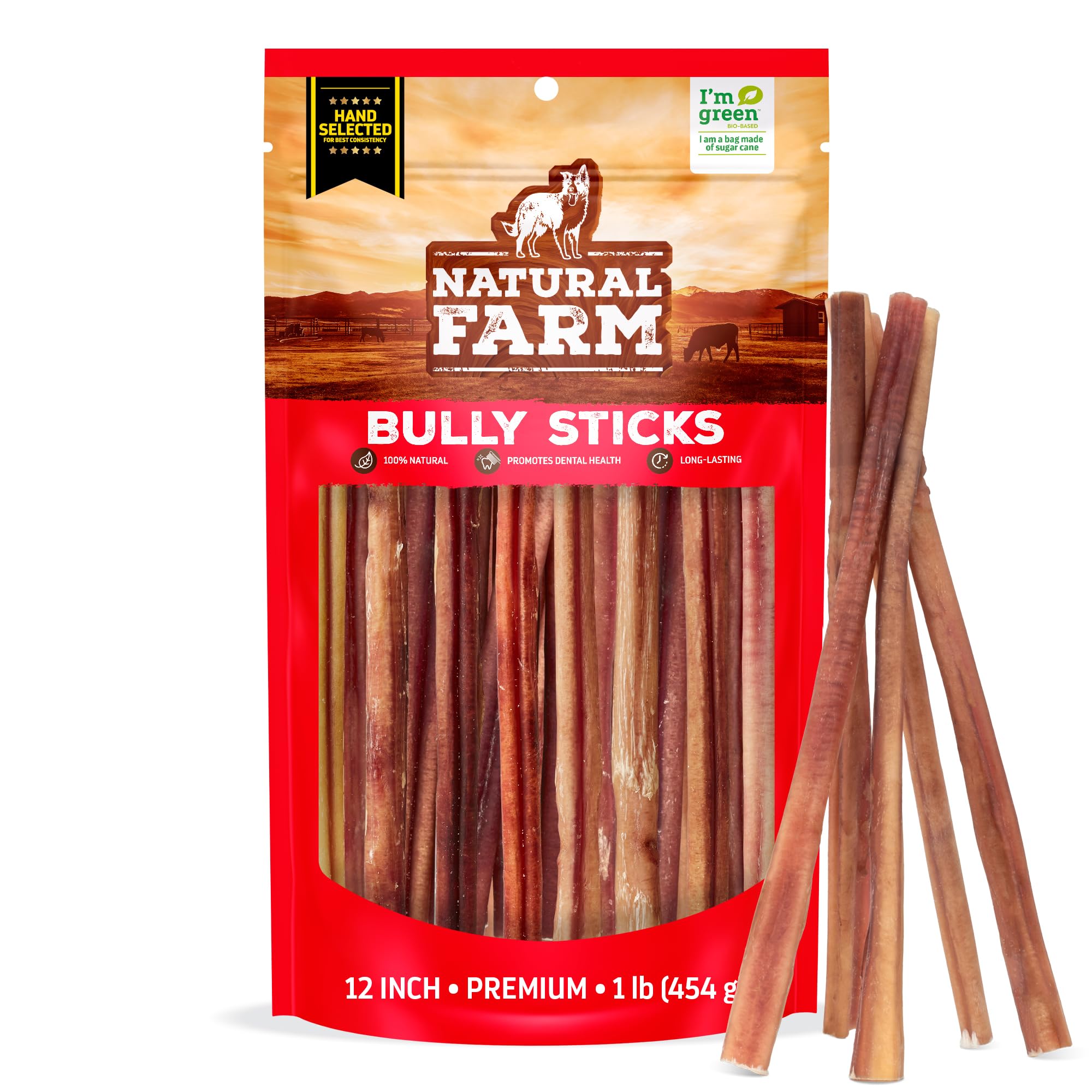 Natural Farm palitos sin olor de 12 pulgadas listos para masticar.