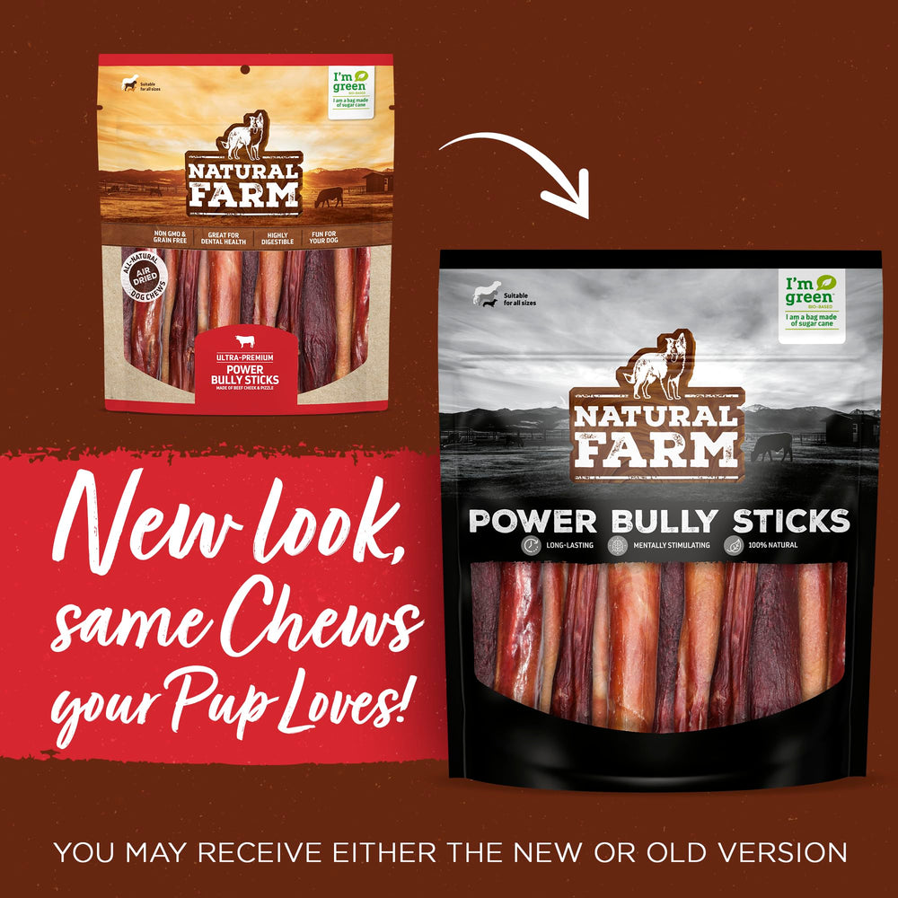 Natural Farm Power Bully Sticks mejilla de res envuelta en pizzle, textura doble