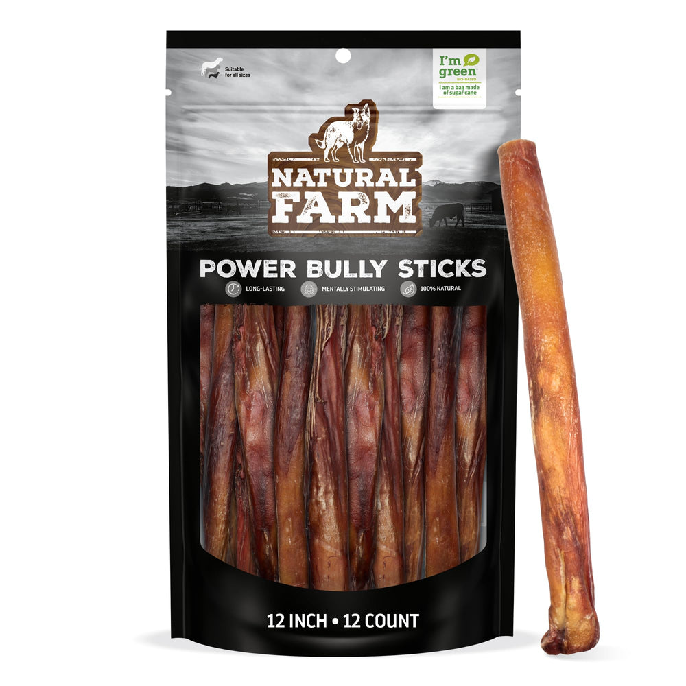 Natural Farm Power Bully Sticks: paquete de 12 piezas para perros de todos los tamaños