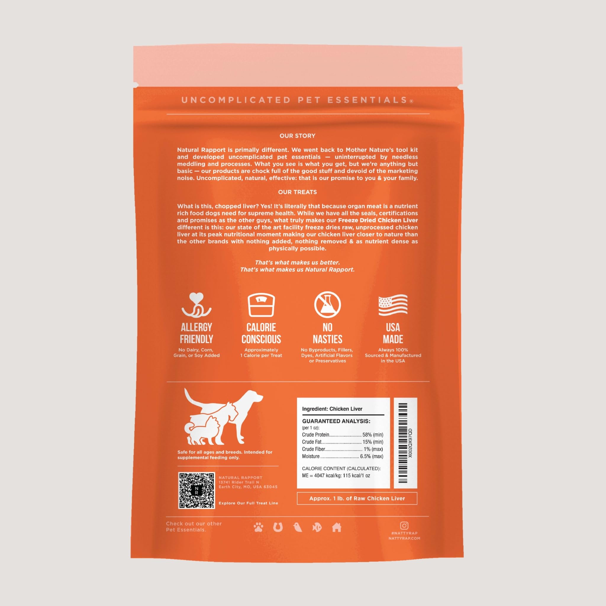 Natural Rapport snack de entrenamiento para perros, práctico en ruta.