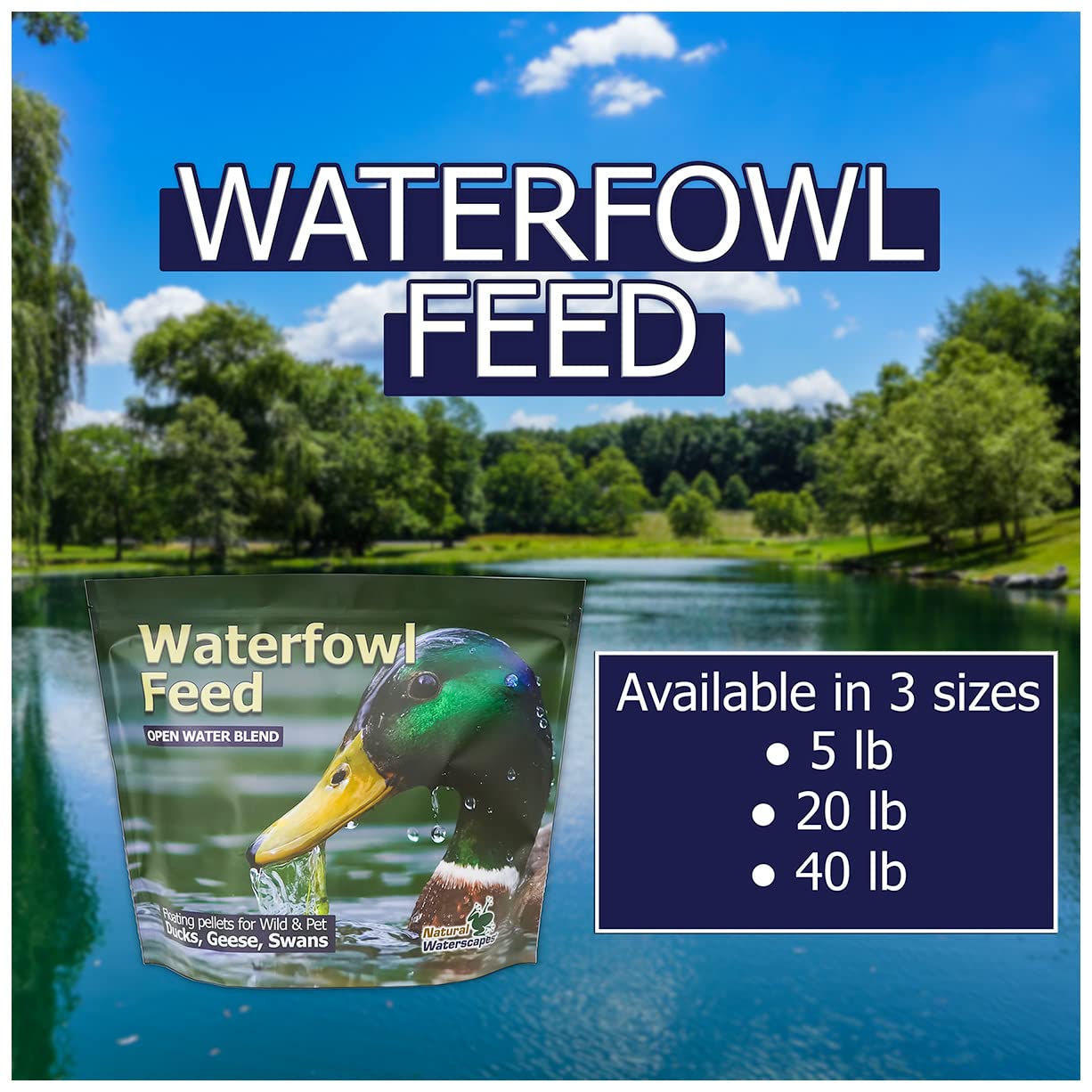 Natural Waterscapes Alimento para aves acuáticas: uso seguro en estanques para patos, cisnes y gansos