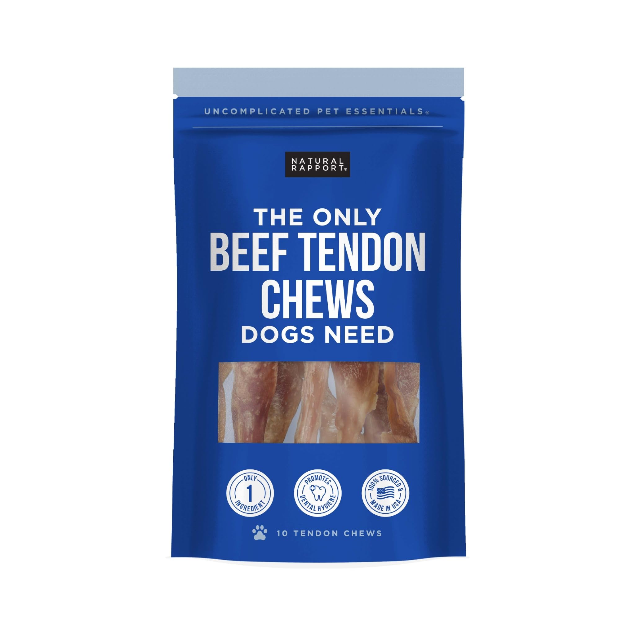 Natural Rapport Tendones de res para perros pequeños, masticables para entrenamiento