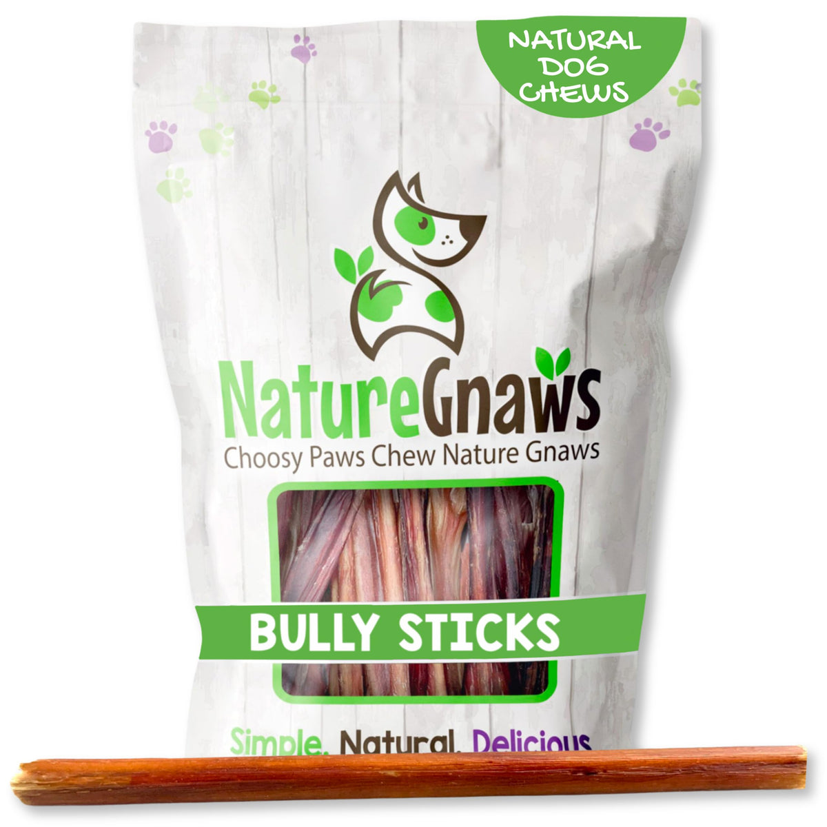 Nature Gnaws bully-stick res 11-12 pulgadas, masticación de larga duración para perros grandes