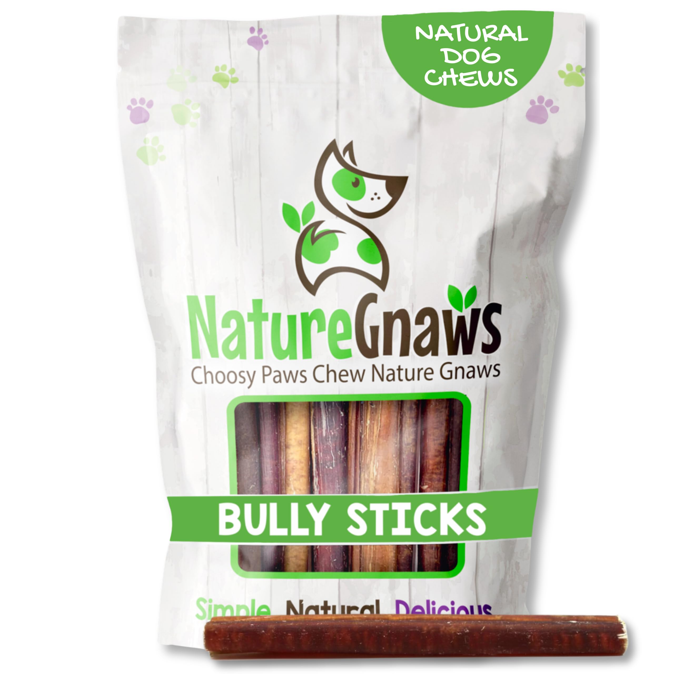 Nature Gnaws Bully Sticks gran formato 5-6 pulgadas para perros grandes