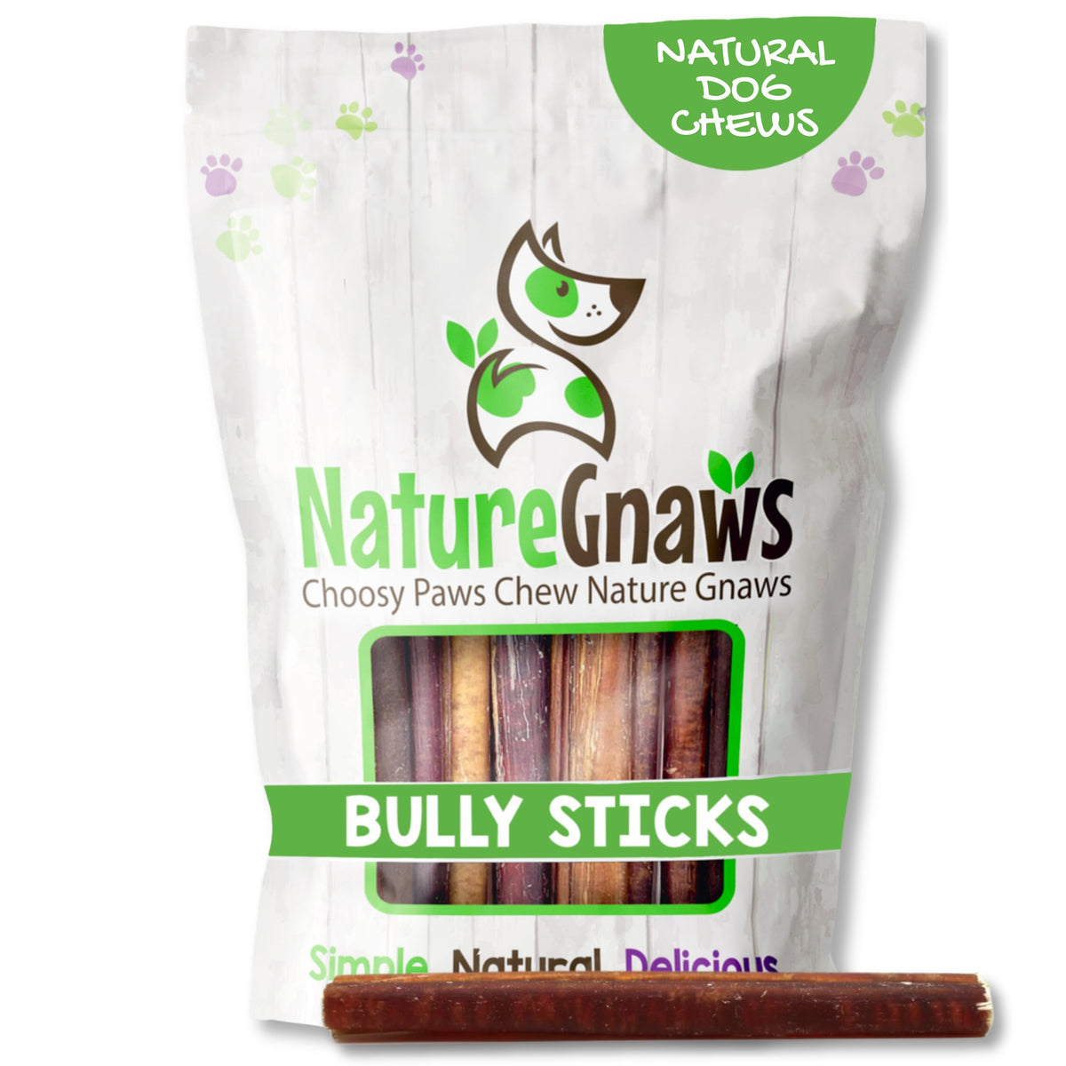 Nature Gnaws Bully Sticks gran formato 5-6 pulgadas para perros grandes