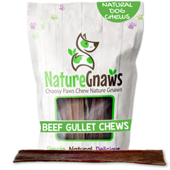 Nature Gnaws masticables de esófago de res para perros grandes, envase de 50 unidades.