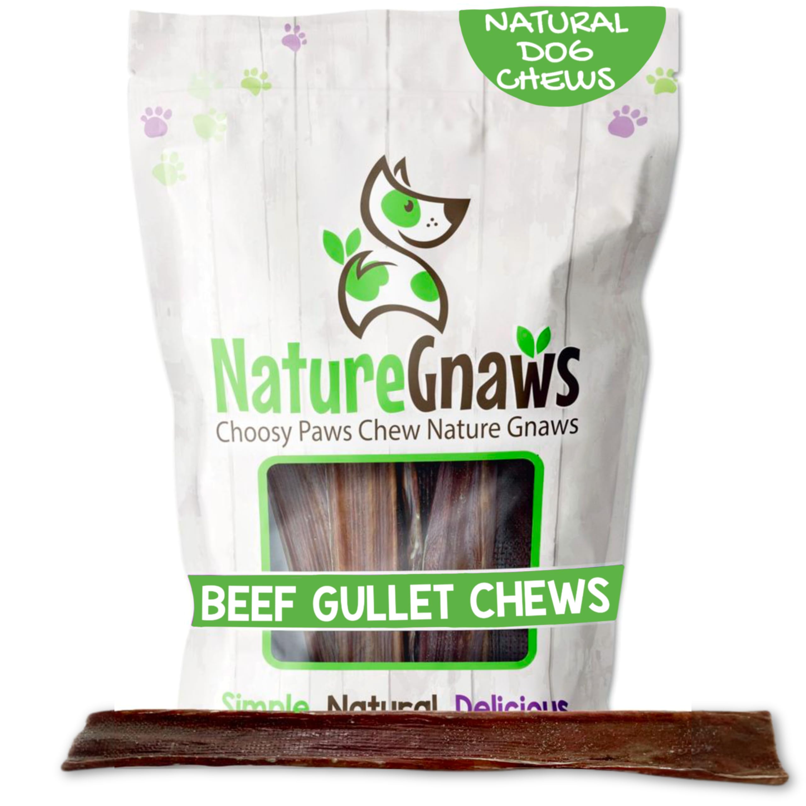 Nature Gnaws masticables gullet de res para perro grande, sabor natural y entretenimiento seguro.