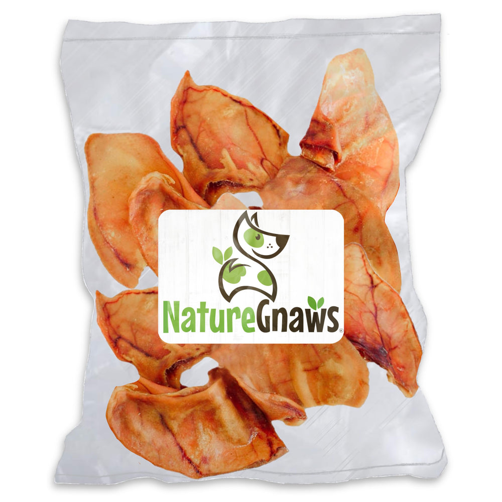 Nature Gnaws Orejas de cerdo para perros grandes, masticación duradera para uso diario.