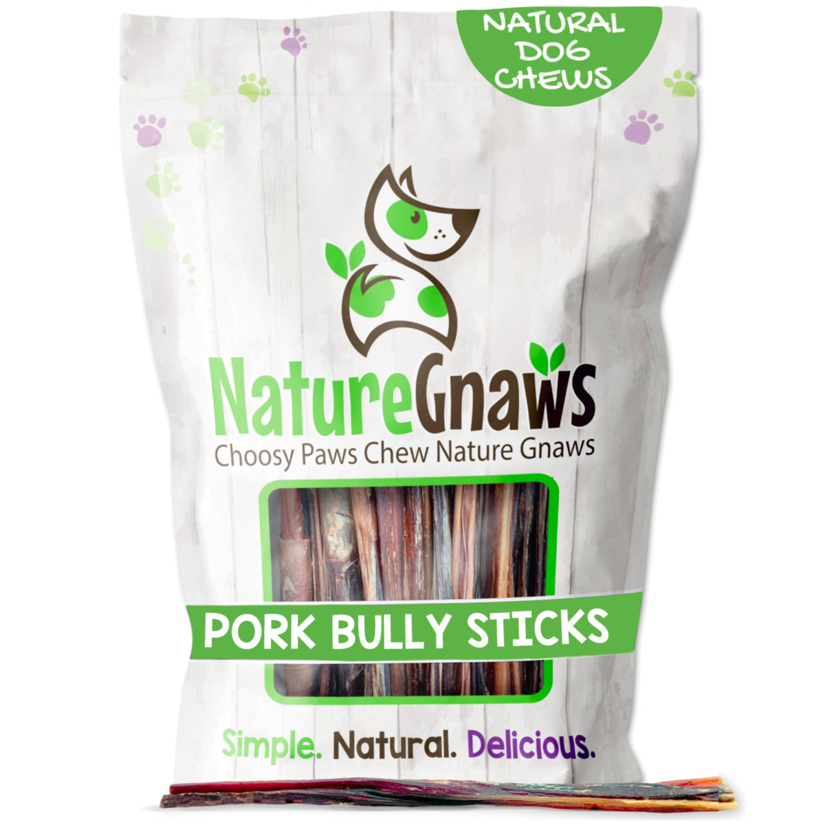 Nature Gnaws palitos bully de cerdo extra-delgados para perros pequeños, duraderos y fáciles de masticar
