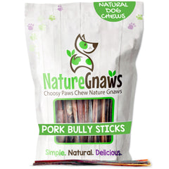 Nature Gnaws palitos bully de cerdo extra-delgados para perros pequeños, duraderos y fáciles de masticar