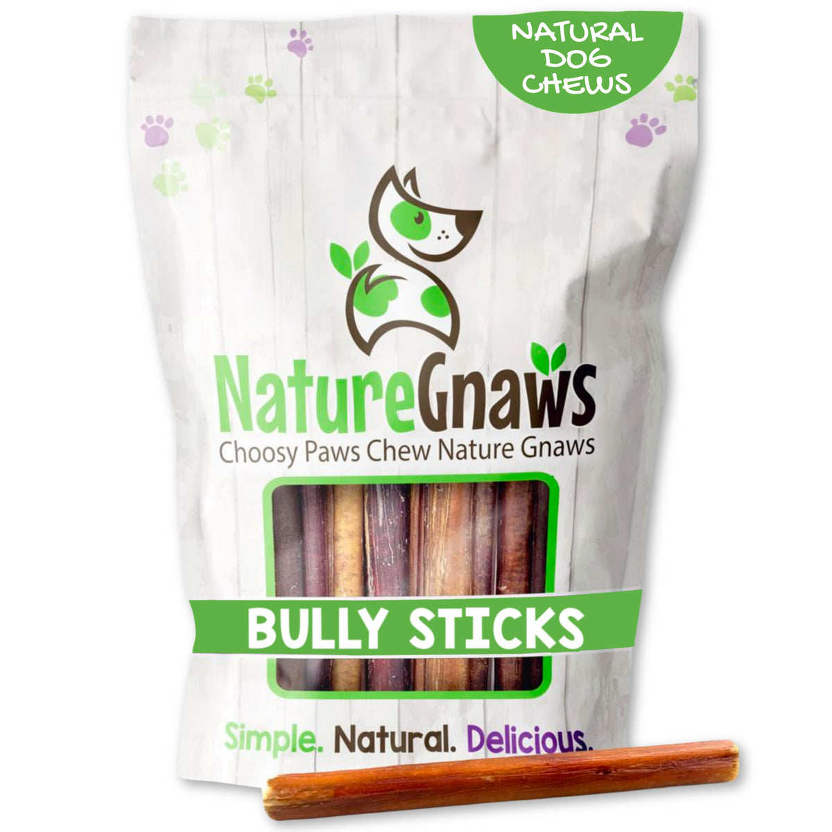 Nature Gnaws palitos bully para perros pequeños, masticación prolongada para calma.