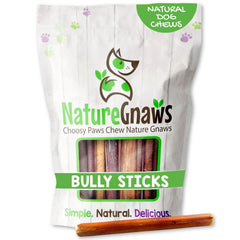 Nature Gnaws palitos bully para perros pequeños, masticación prolongada para calma.