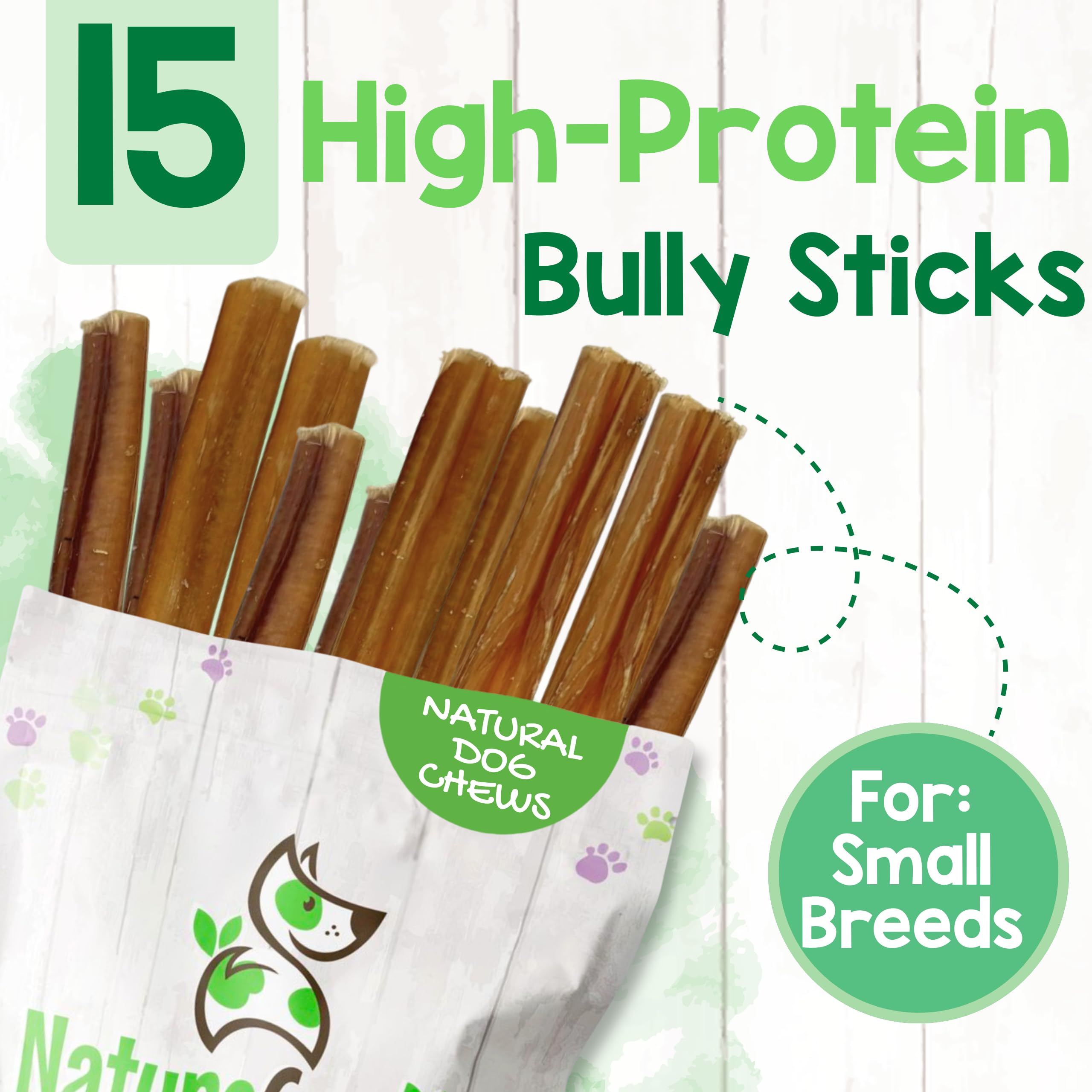 Nature Gnaws palitos de res delgados para perros: ayuda dental natural.