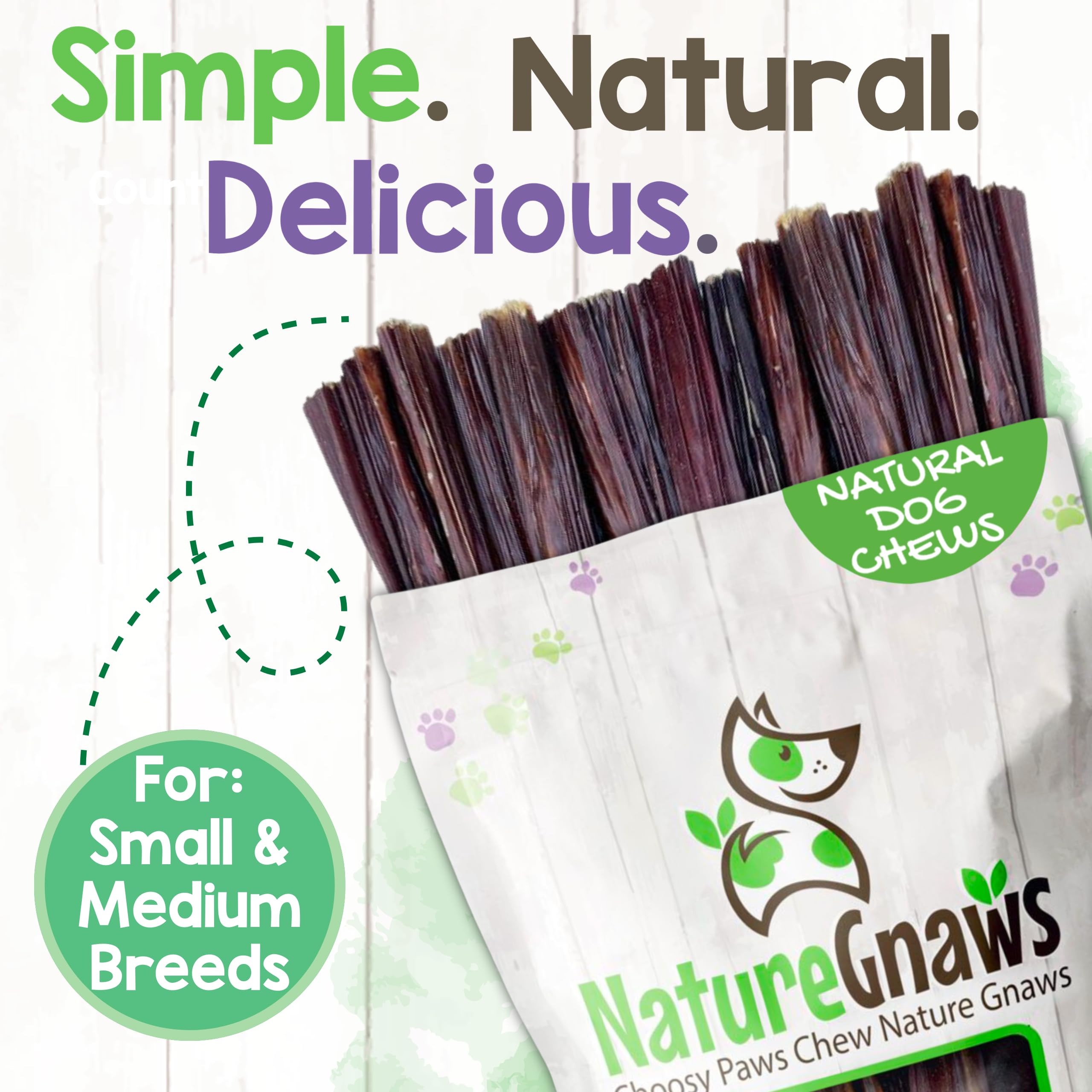 Nature Gnaws palitos de esófago de res para perros pequeños y medianos, snack natural