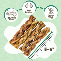 Nature Gnaws palitos trenzados de res sin piel cruda para perro, olor suave.