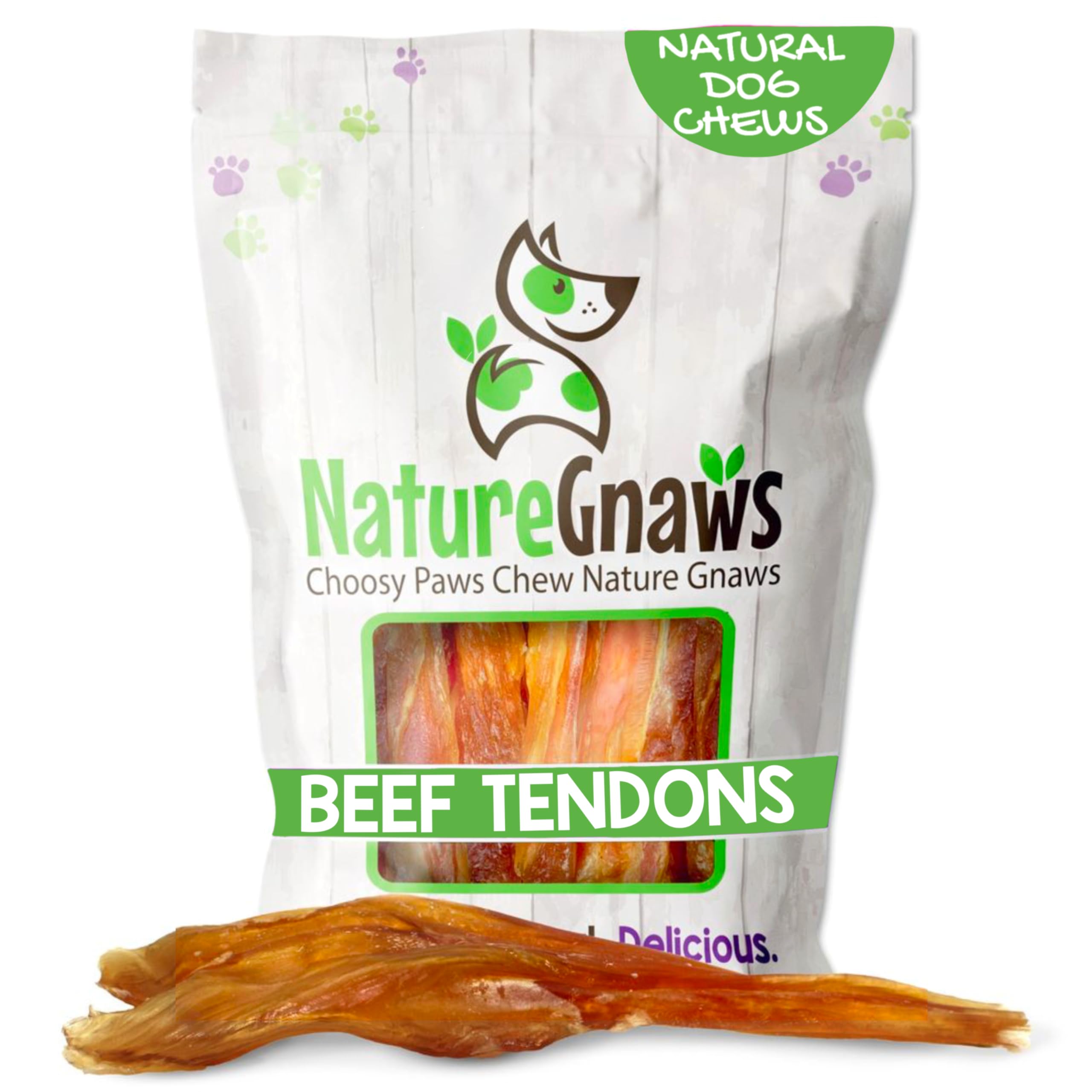 Nature Gnaws Tendones de res para perros masticación prolongada 7-11 pulgadas