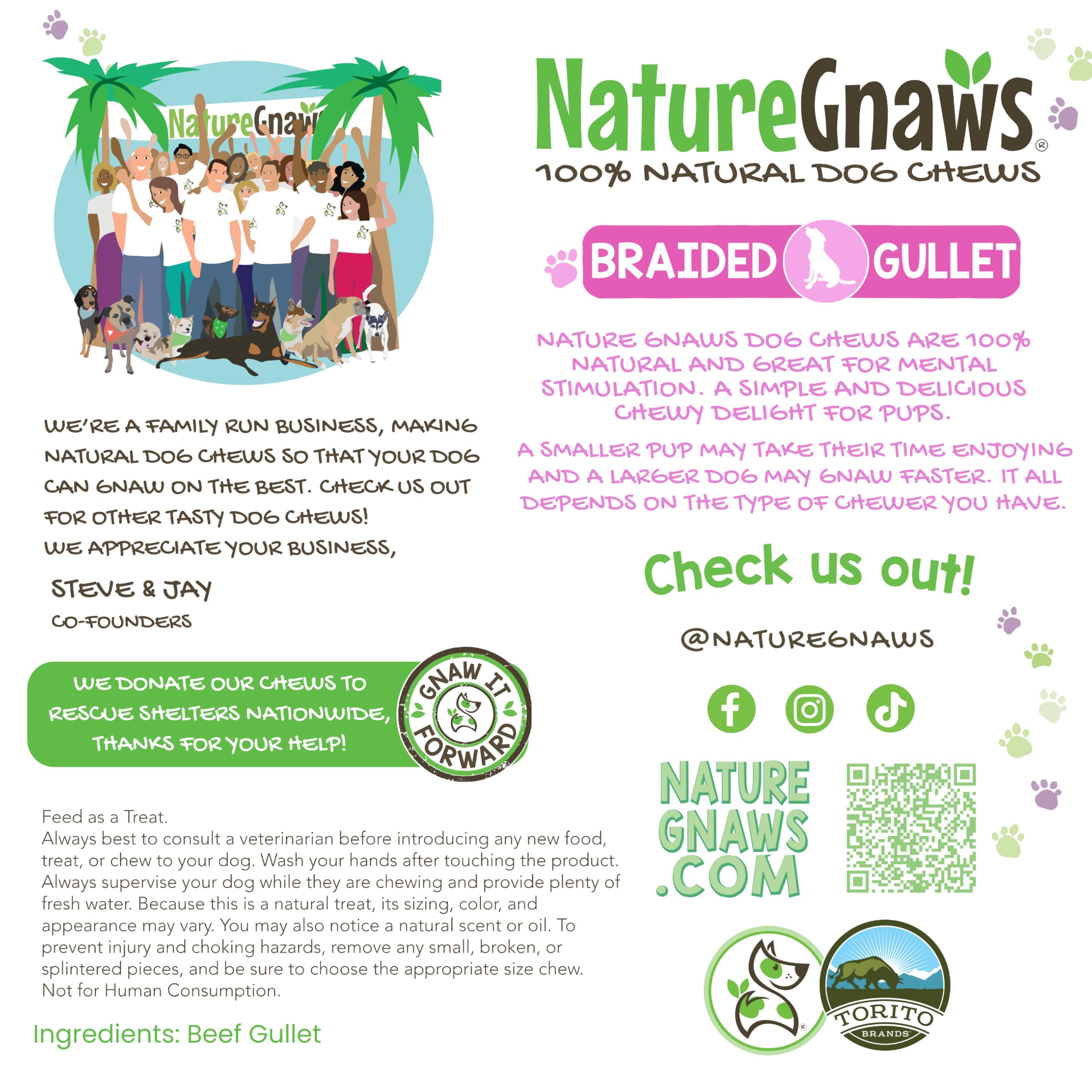 Snacking natural con aroma a carne, Nature Gnaws trenzas de esófago de res.