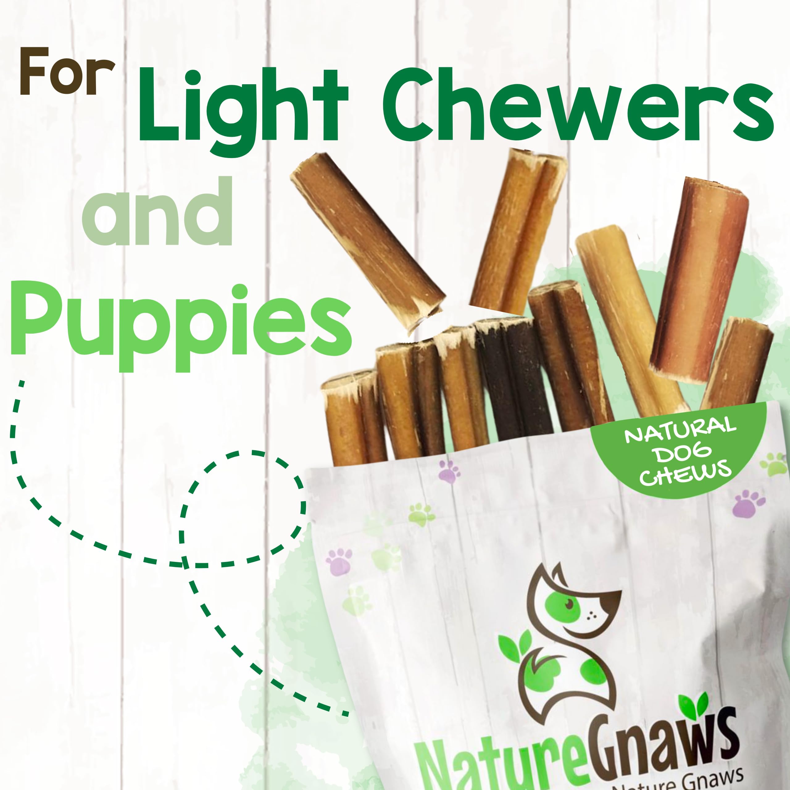 Nature Gnaws trozos bully para cachorros en dentición.