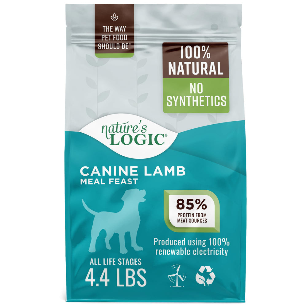 Nature's Logic delicia de cordero en bolsa, alimento seco de alta proteína para perros activos.