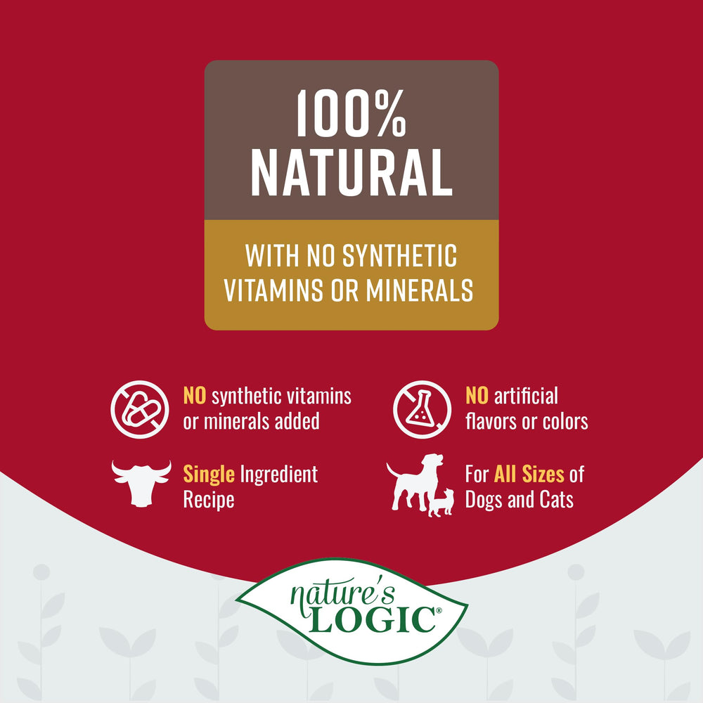 NATURE'S LOGIC sabor suave que mascotas aceptan como topper nutritivo.
