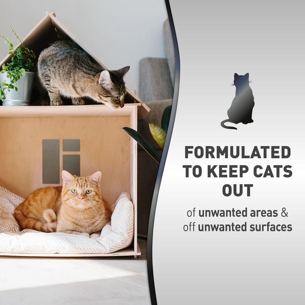 Aplicación en áreas tratadas con Nature’s Miracle Avanzado Platino para mantener gatos alejados.