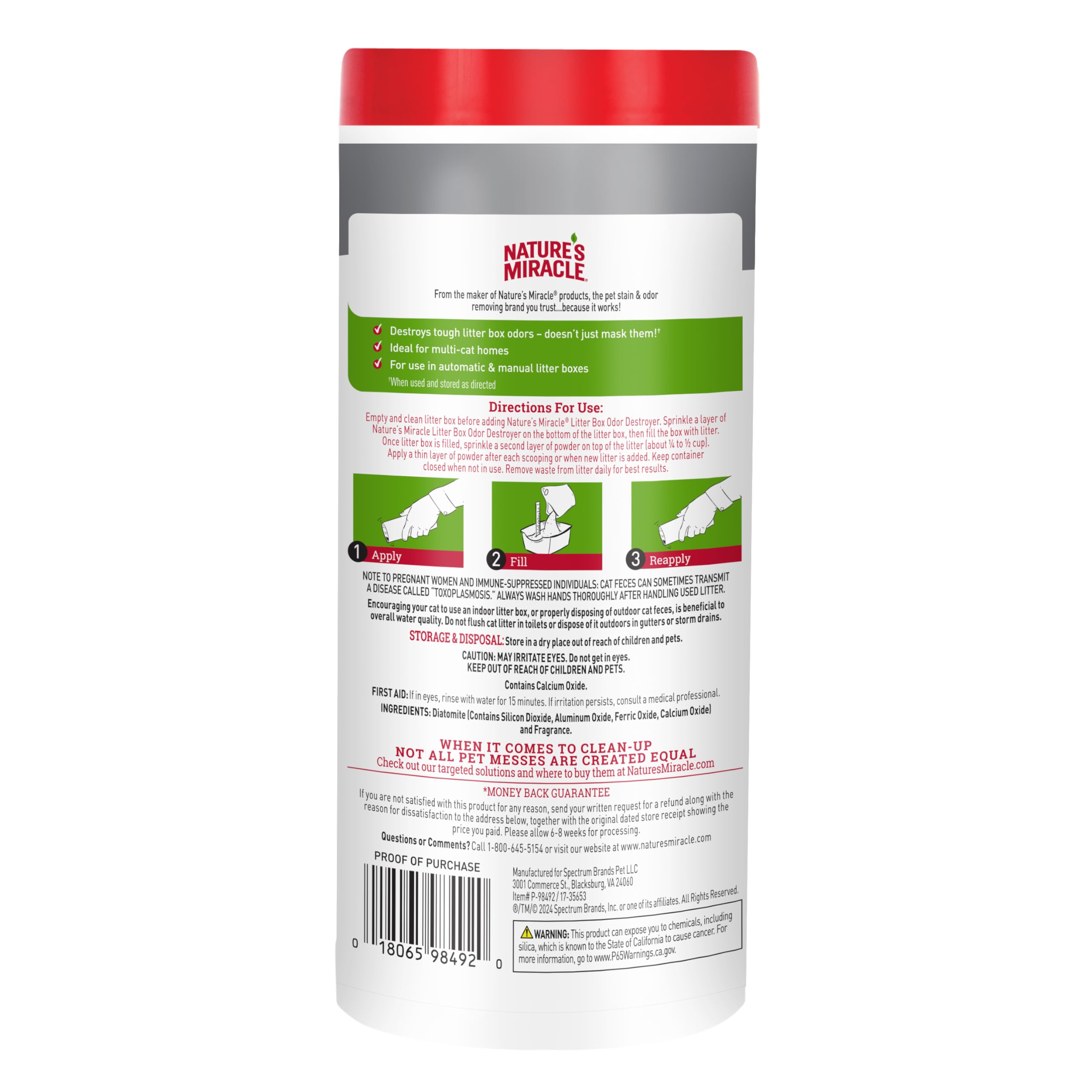 Nature's Miracle envase reciclado al 25% post-consumo.