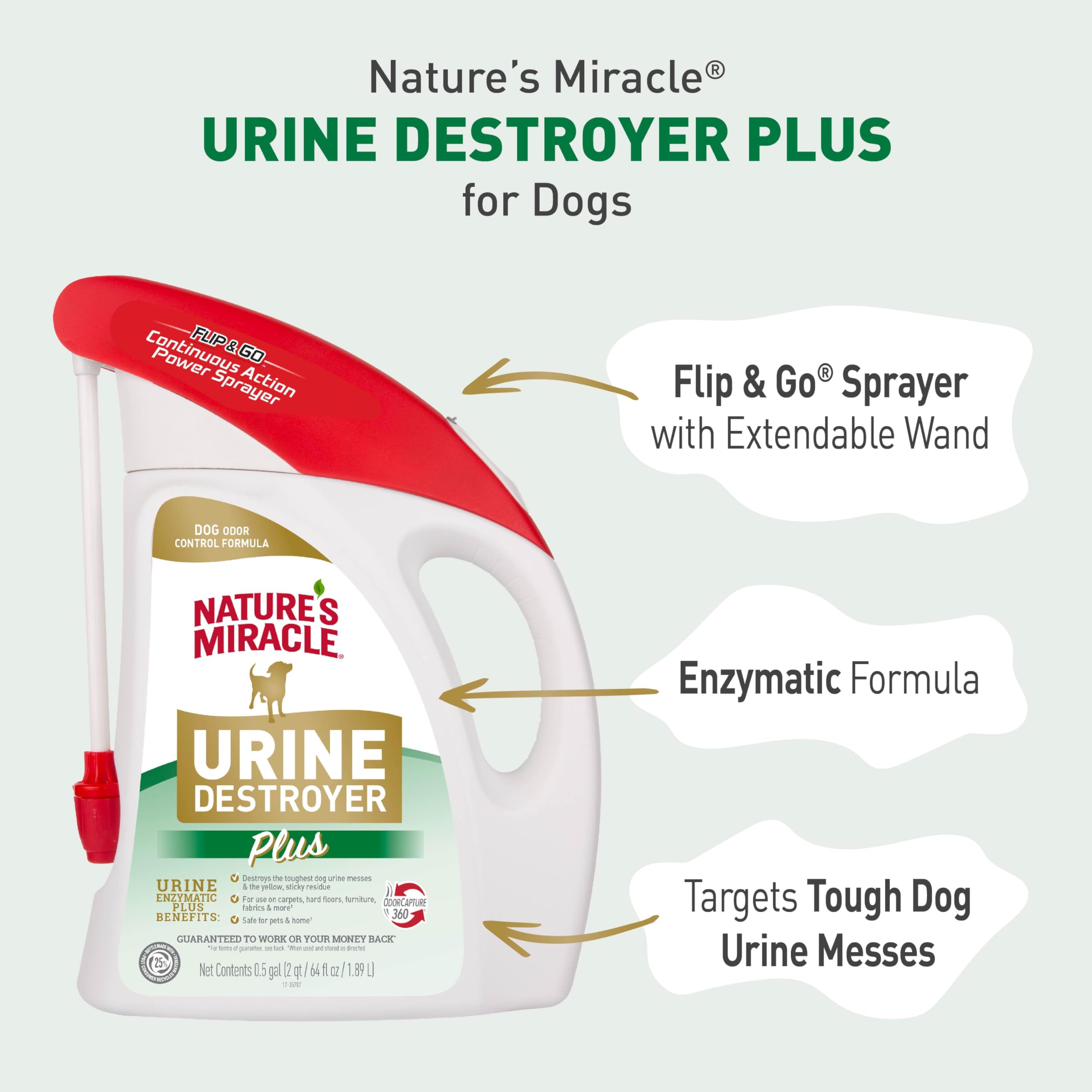 Nature's Miracle fórmula enzimática para orina de perros, eficaz contra residuos pegajosos