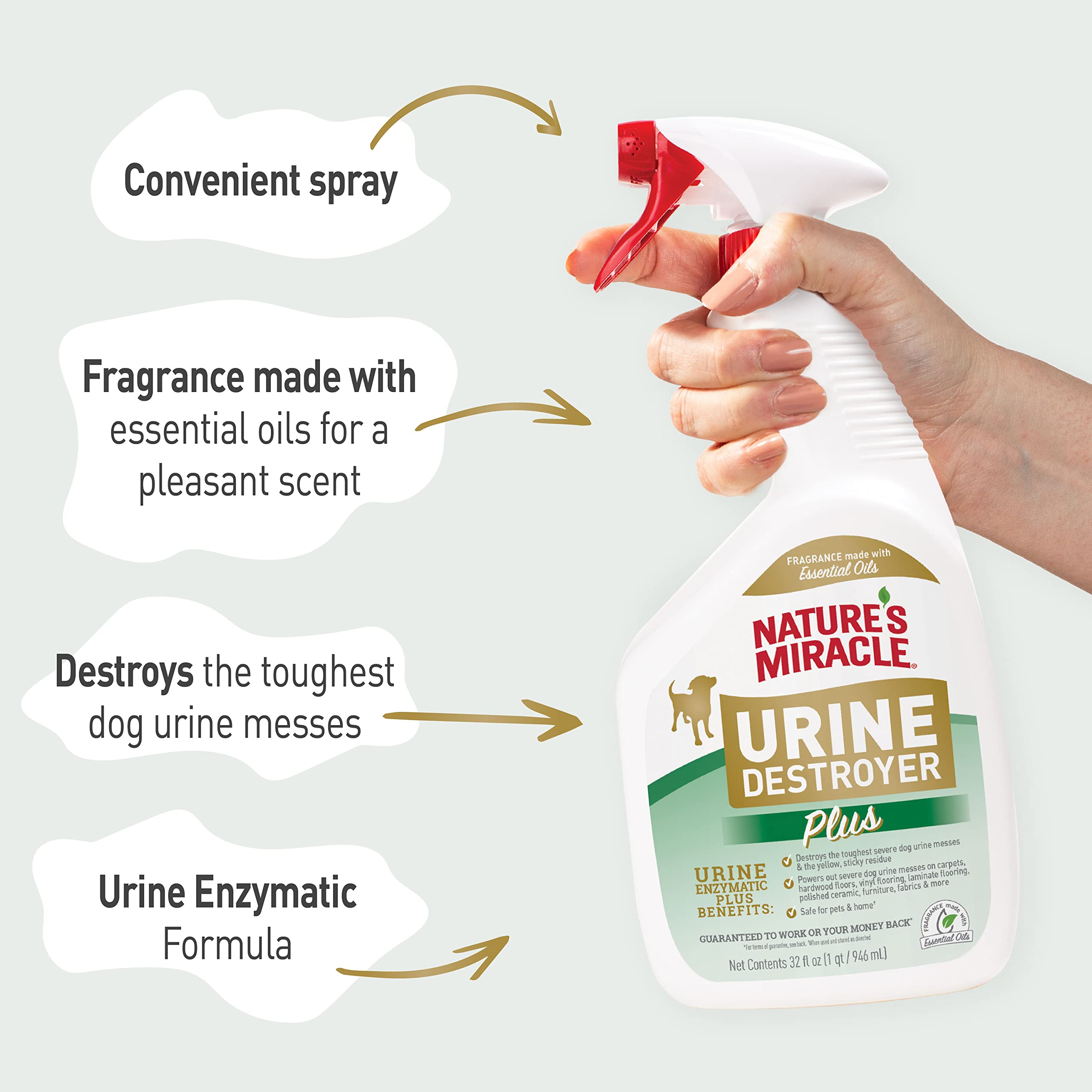 Nature’s Miracle Urine Destroyer Plus – taches d’urine sur sols durs traitées efficacement.
