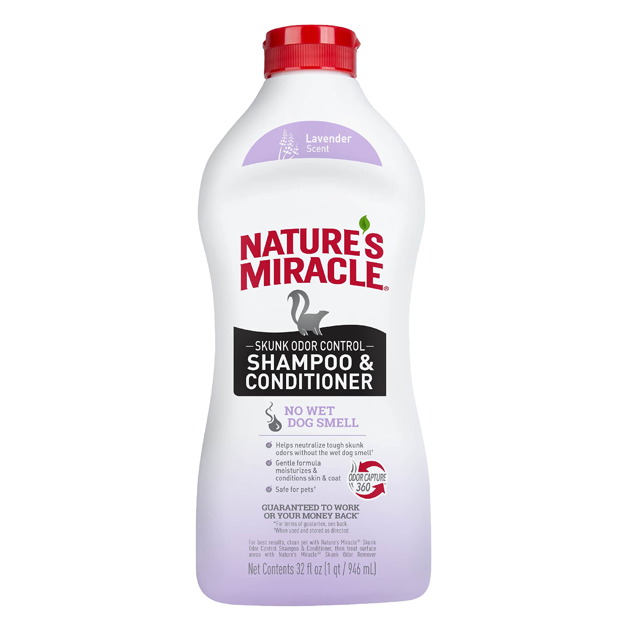 Guide d’utilisation Nature's Miracle: shampoing, après-shampooing et surface traitée.