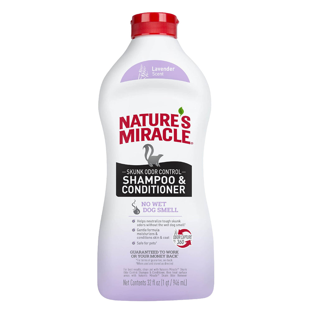 Guide d’utilisation Nature's Miracle: shampoing, après-shampooing et surface traitée.