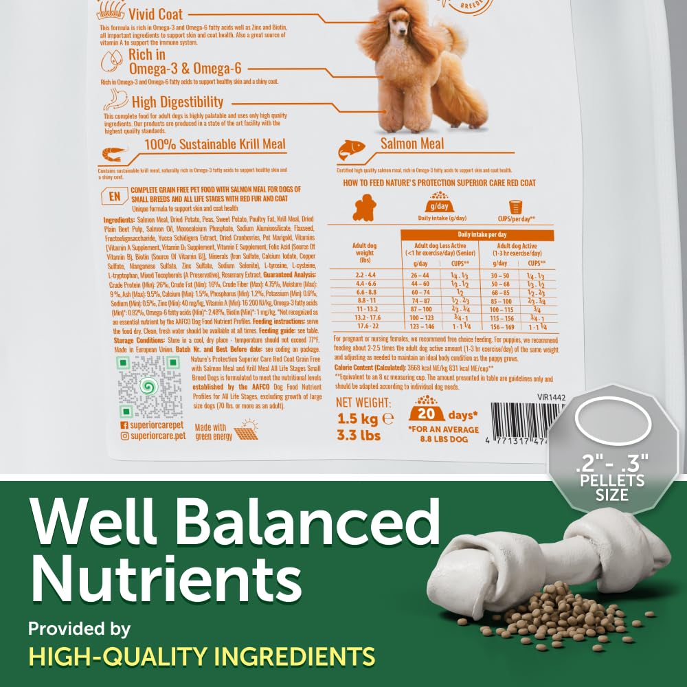 Nature's Protection salmón como ingrediente principal, proteína sabrosa para perros exigentes.