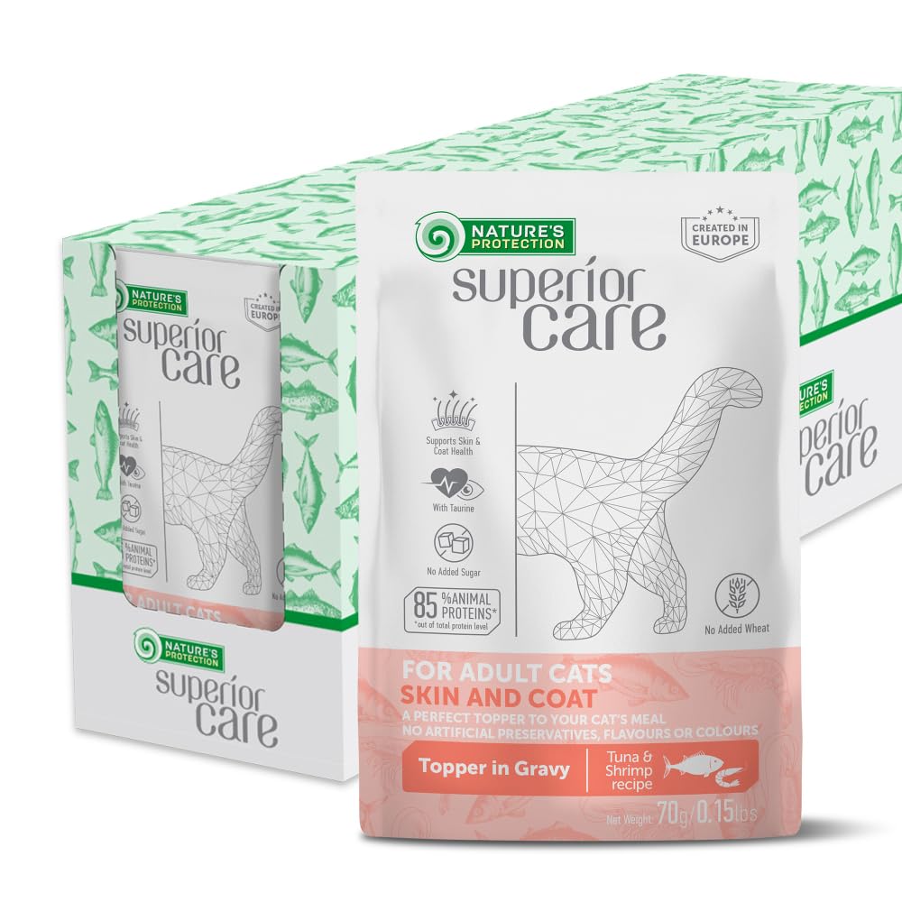 Nature's Protection comida humeda en gravy con atun y gambas, ideal para gatos adultos