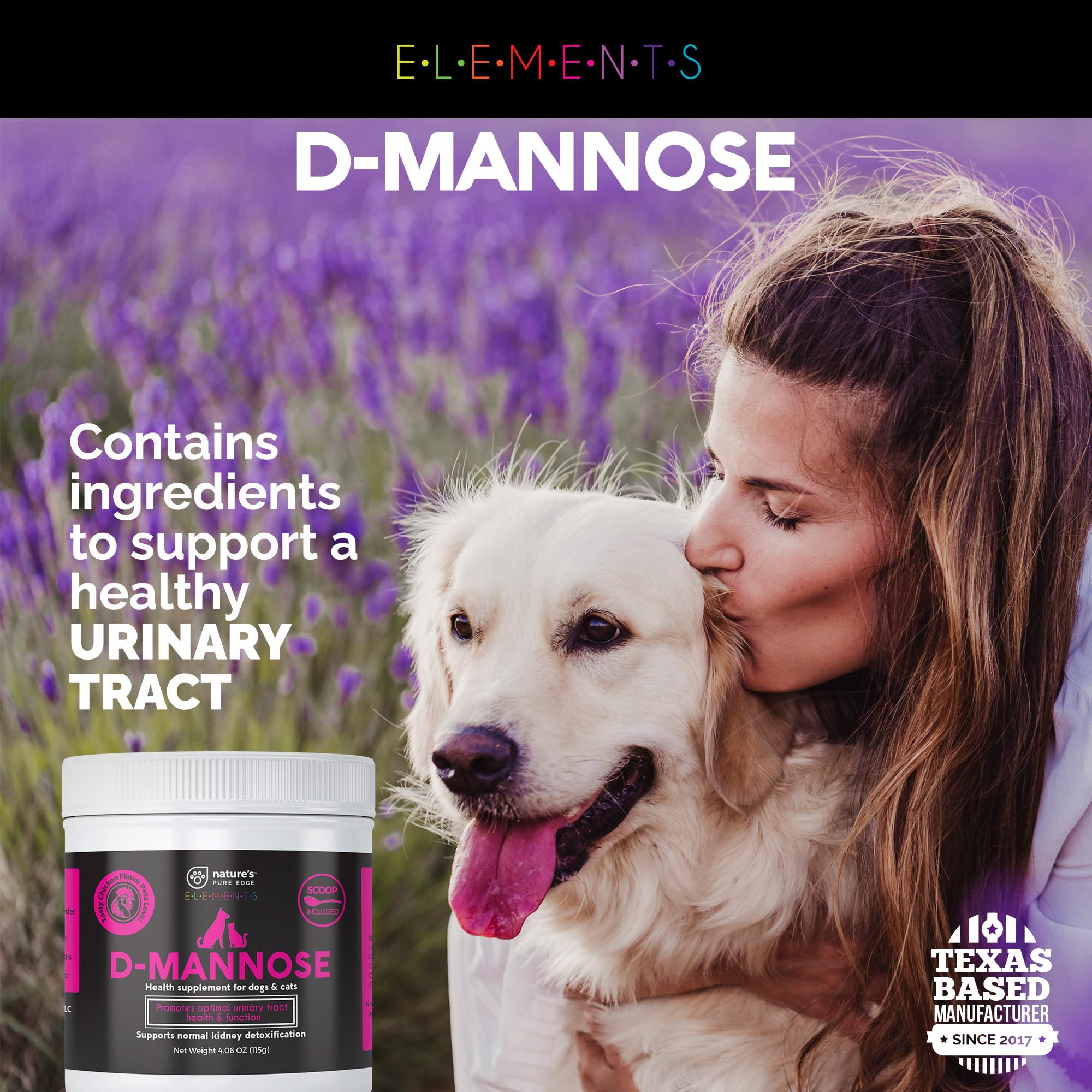 Nature's Pure Edge D-Mannose tomando en plato, posible uso como complemento alimenticio.
