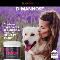 Nature's Pure Edge D-Mannose tomando en plato, posible uso como complemento alimenticio.