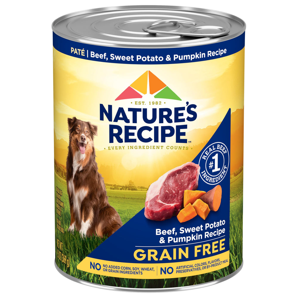 Nature’s Recipe batata en lata 375 g: sabor suave y fibra para la digestión.